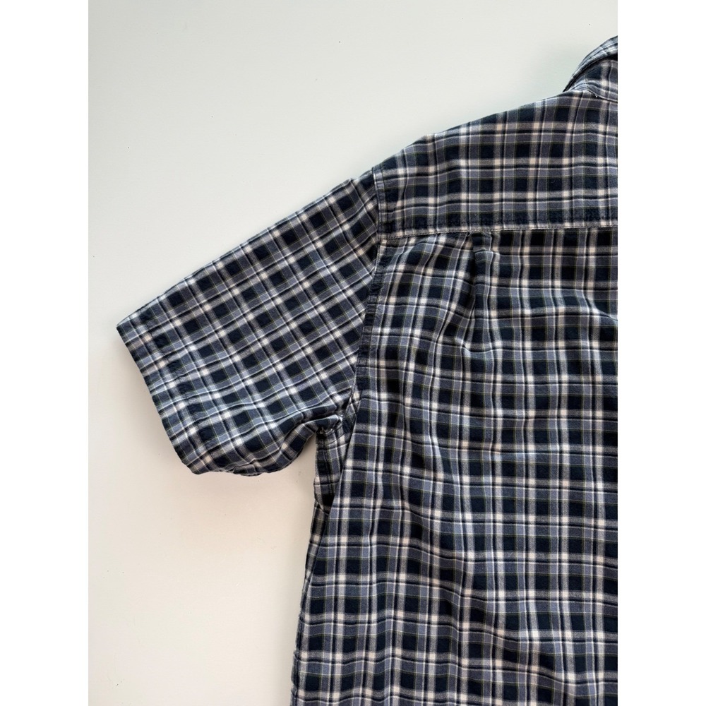 Carhartt Mens Large Relaxed Fit Plaid Blue Green Short Sleeve Button Up Shirt - Picture 9 of 13
